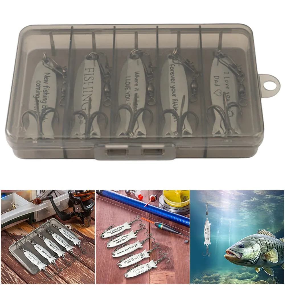 5pcs Spoonbait Crankbaits with Tackle Box Fishing Wobblers Artificial Bait Fishing Gifts for Dad