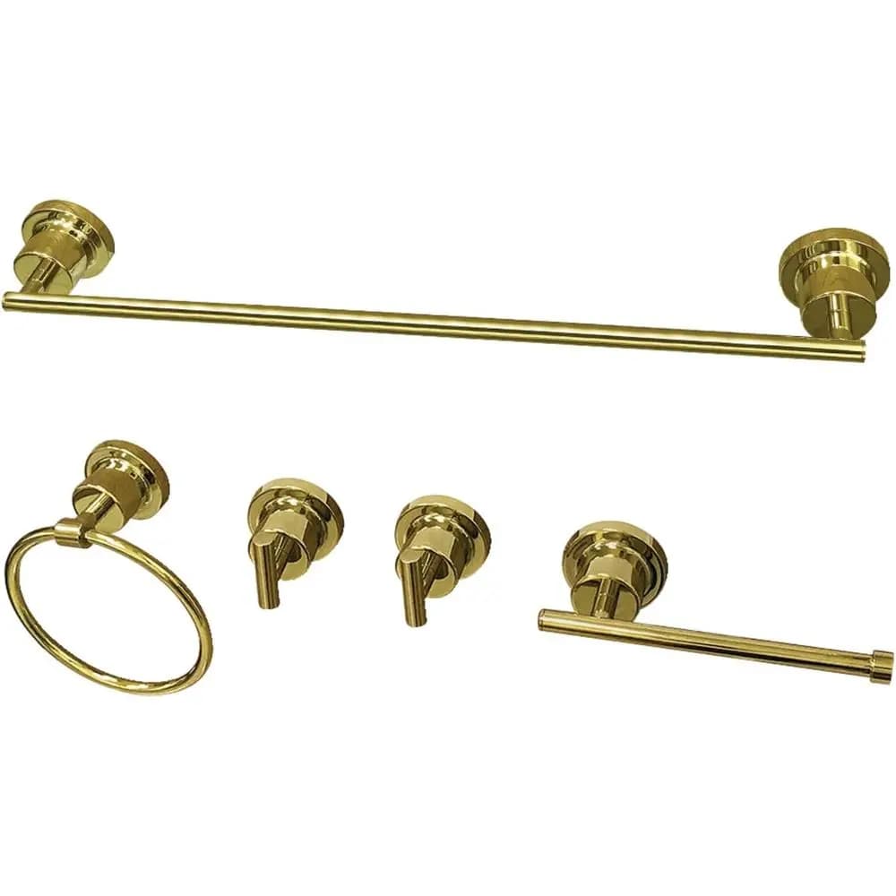 Set portasciugamani da 18 pollici e 5 pezzi in ottone lucido per accessori da bagno