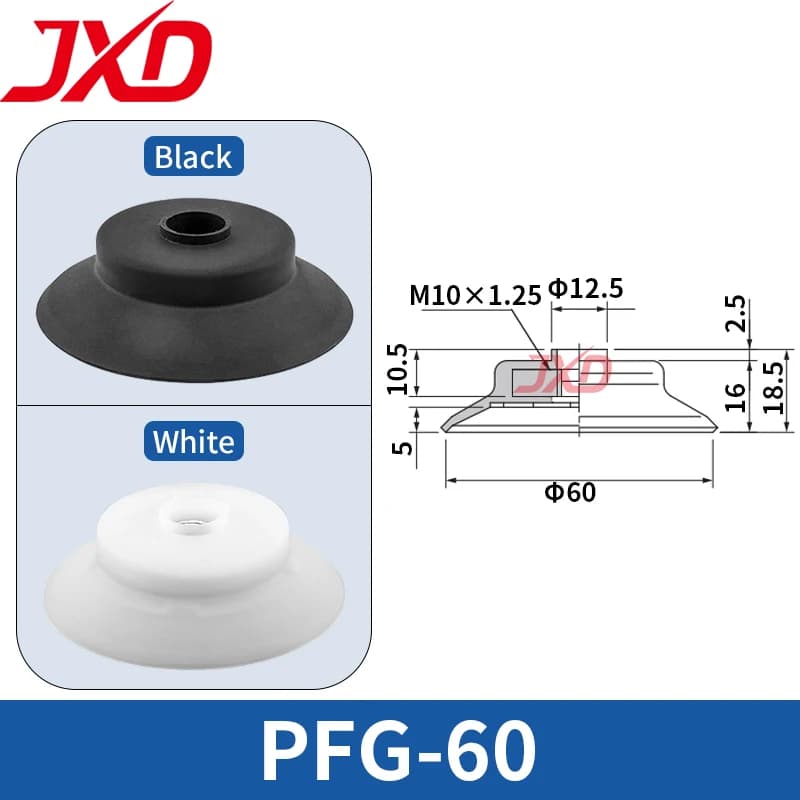 JXD PFG-60 Flat Vacuum Suction Cup 60mm NBR Silicone Pad High Stability Pneumatic Sucker for Laser Cutting Machine Sheet Metal