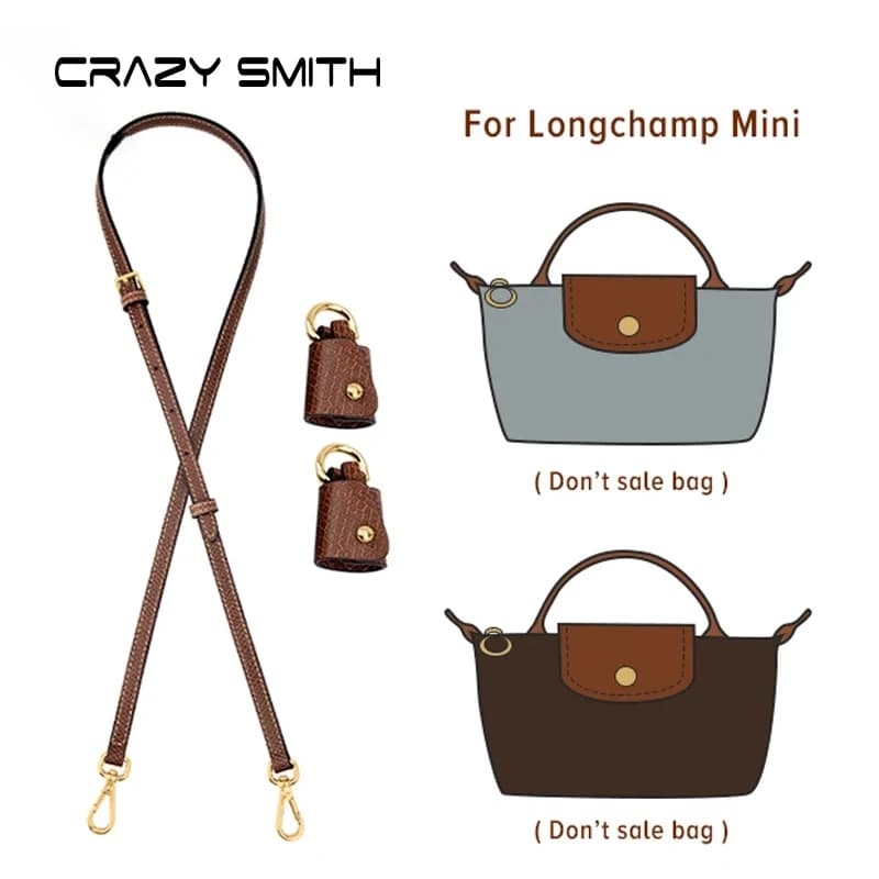 CRAZYSMITH NEW bag shoulder strap Longchamp Mini Bag Free perforation Transformation 100% genuine leather shoulder strap
