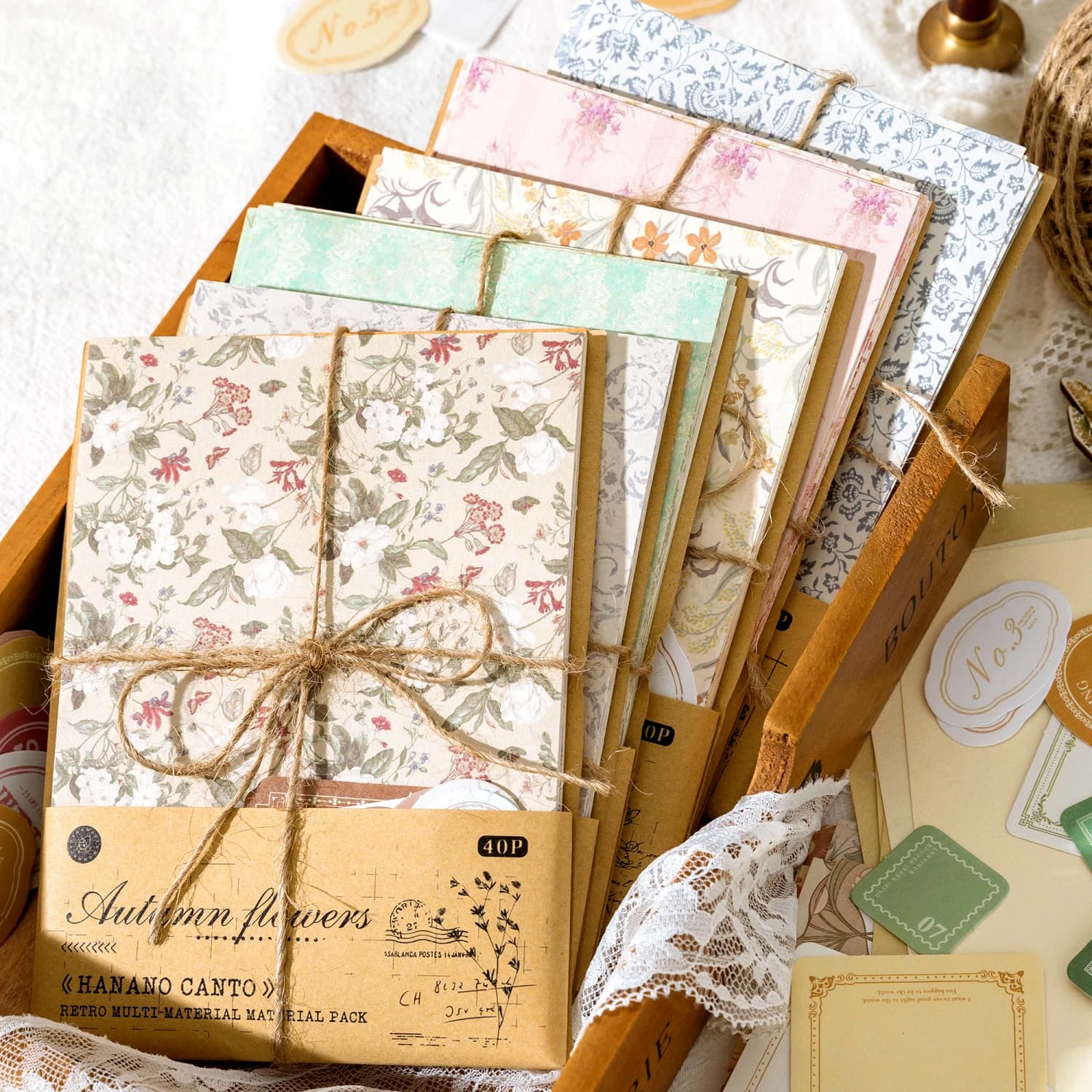 40 pcs decorative collage vintage diy background floral card handmade material mixed junk paper official planner scrapbooking