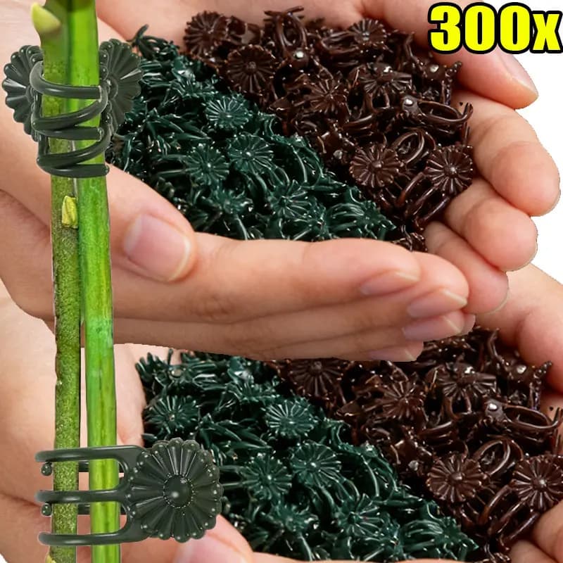 300-50PCS Multipurpose Flower Stem Fixing Clip Heavy Duty Plant Clips Stem Holder Small Compact Fixer Garden Flowers Pot Plants