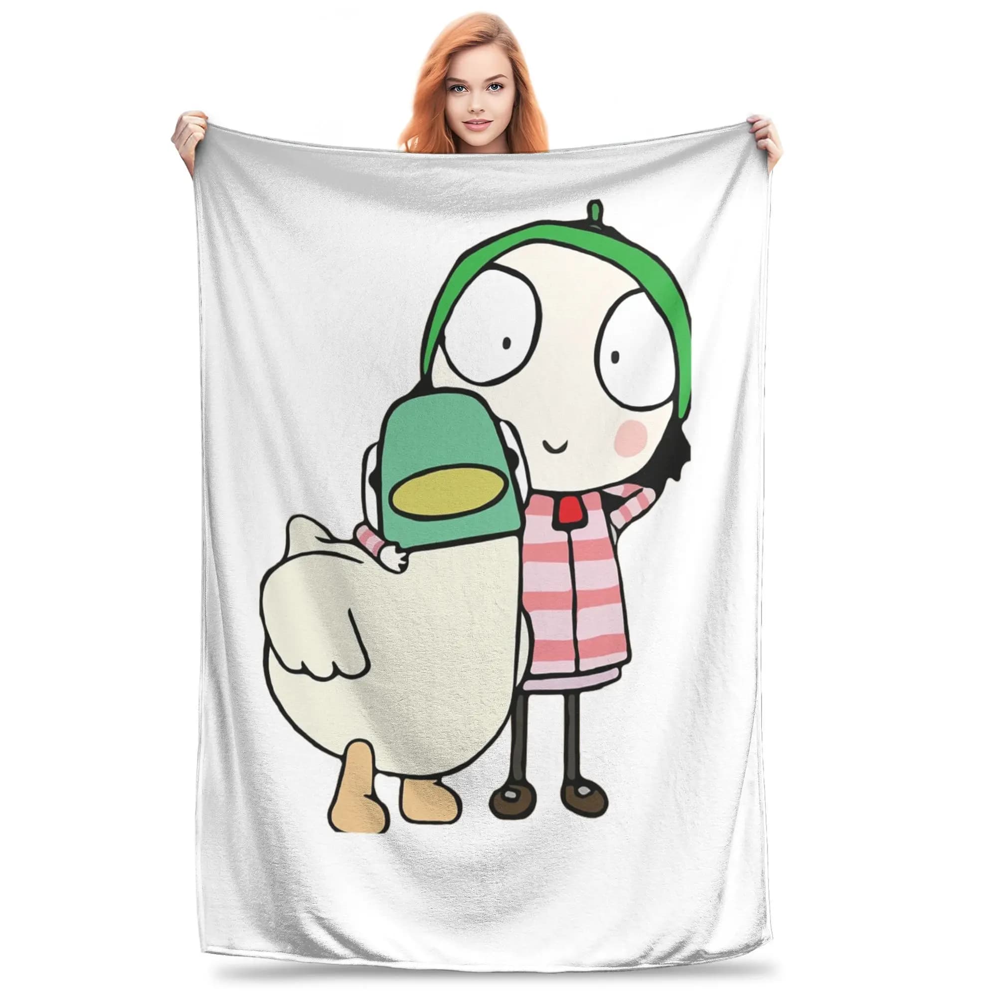 Sarah e Duck divertono Coperta morbida e calda in flanella, coperta in peluche per letto, soggiorno, picnic, viaggio, divano di casa