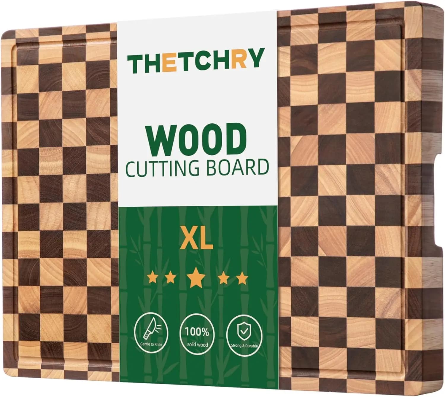 Taglieri di Cucina, Tagliere Extra Large per Piano Cottura, Tagliere in Legno di Acacia a Scacchi con Scanalatura Collect-Succo
