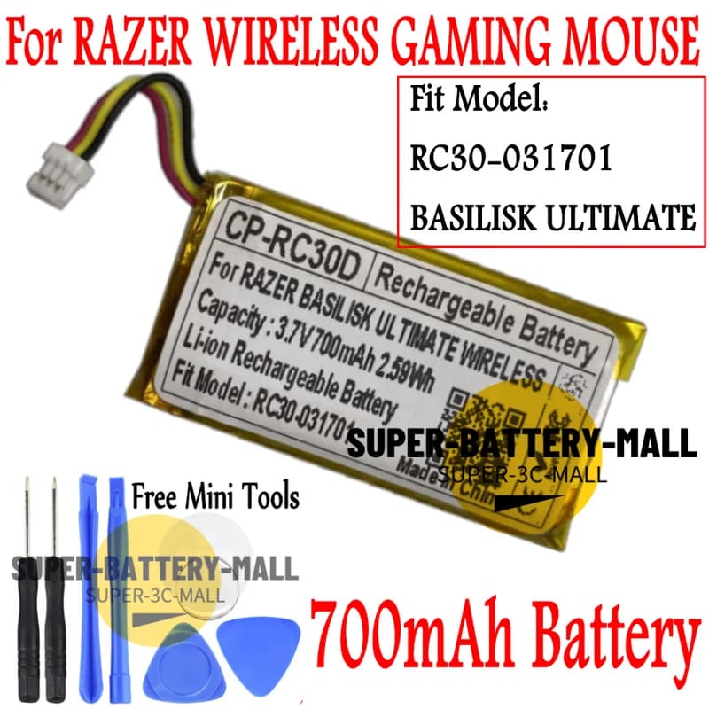 Batteria da 700 mAh per RAZER BASILISK ULTIMATE WIRELESS GAMING MOUSE RC30- 031701