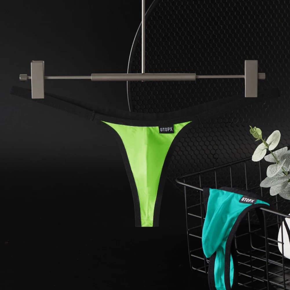 1pc Verde Blu Slip da uomo Bikini Comodi perizoma G-string Custodia rigonfia T-Back Vita bassa Biancheria intima maschile