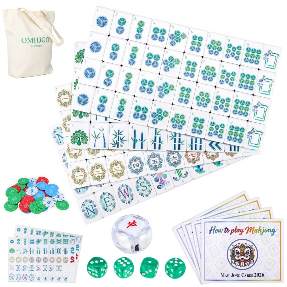 US Stock Lake Blue Luxury Engraved American Mahjong Set 4-Layer Acrylic Mahjong Tiles Travel Mah Jongg Sets for Home Board Games