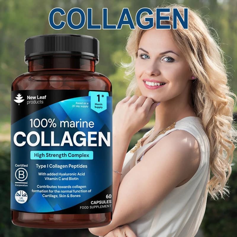 Collagen supplements, contain biotin, vitamin C and hyaluronic acid to help maintain healthy skin, bones and joints