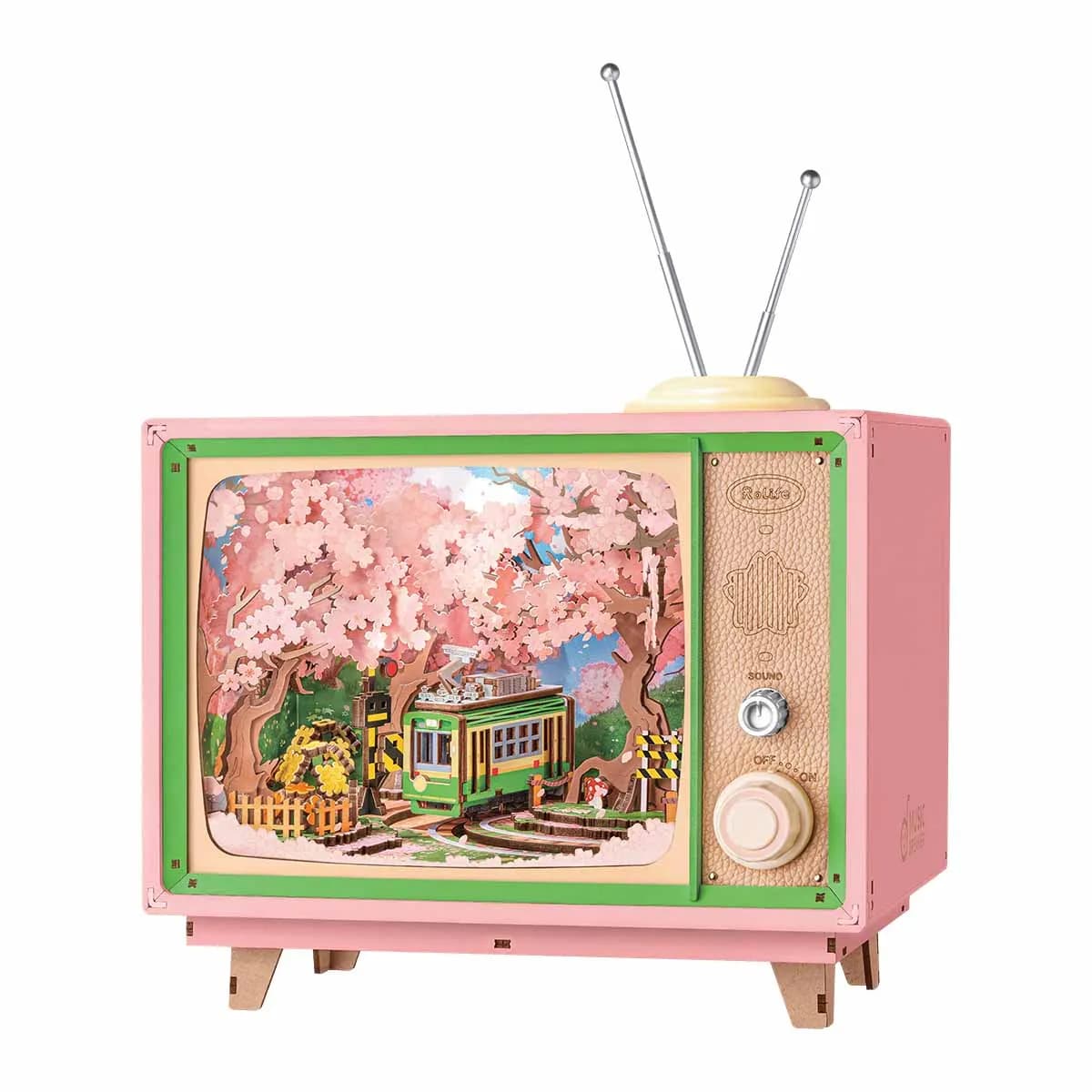 Robotime Rolife Sakura Dreamy Tour DIY Music Box, Puzzle 3D in Legno con Luce, Design Sakura, Regalo Unico per Amanti dei Puzzle