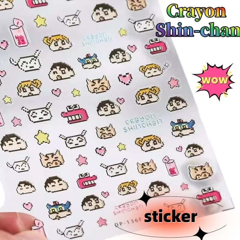 Quaderno Creativo Crayon Shin-chan con Adesivi in Rilievo, Adesivi per Telefono Cartoon, Adesivi per Nail Art, Accessori Regalo