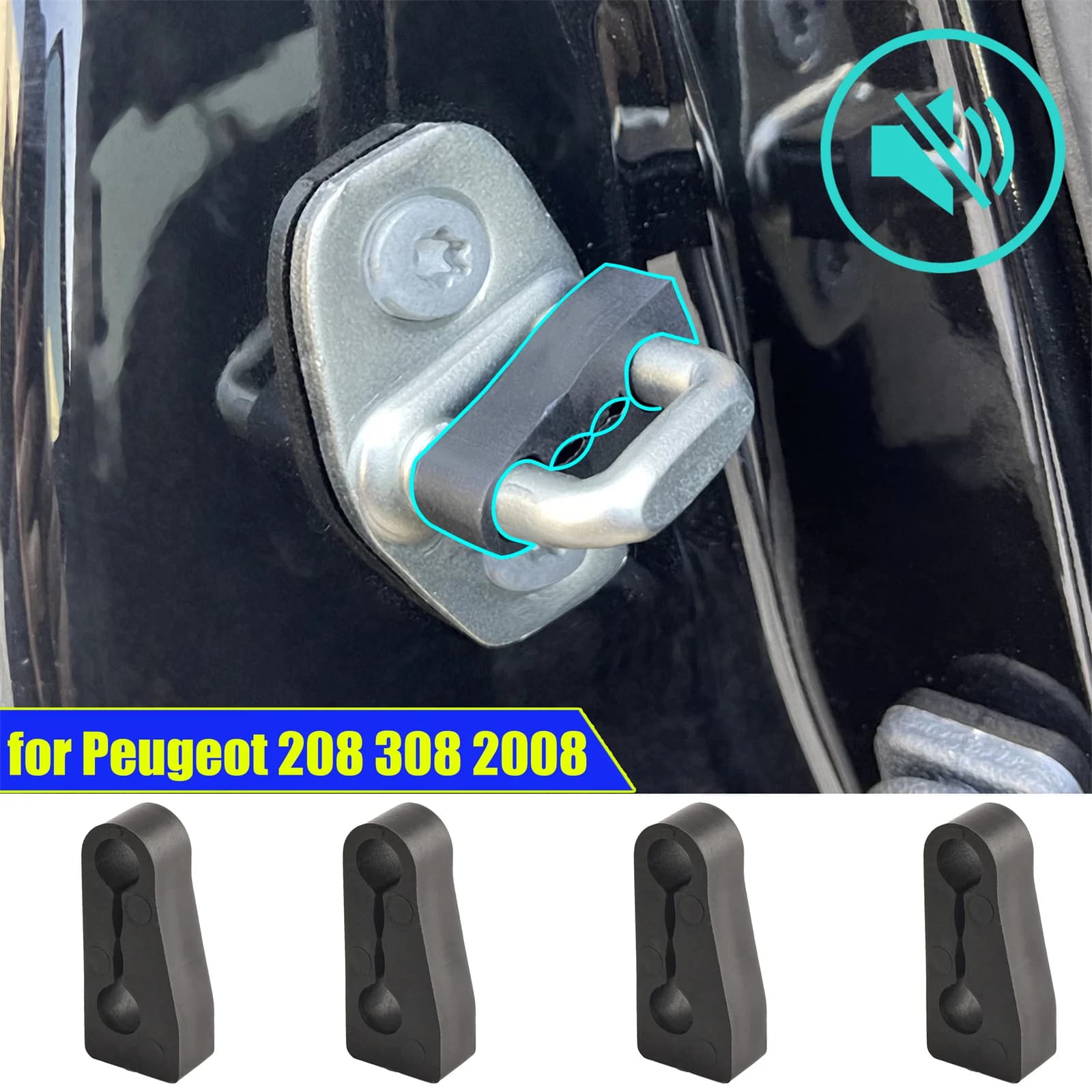 Ammortizzatore sonoro Buffer serratura porta per Peugeot 208 308 508 2008 3008 5008 Partner TASTO a sonagli Screaks insonorizzati Guarnizione sordo