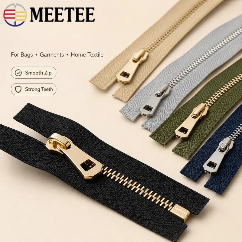 5Pcs 5# 35-85cm Metal Zipper Open End Auto Lock Slider for Jacket Coat Clothes Bag Shoes Closure Repair DIY Sewing Tailor Kit