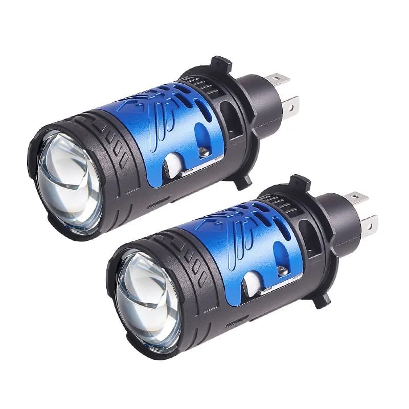 Faro Auto H4 Mini Bi-LED 12V 65W 6000K con Lente Laser per Retrofit, Luce Alta e Bassa