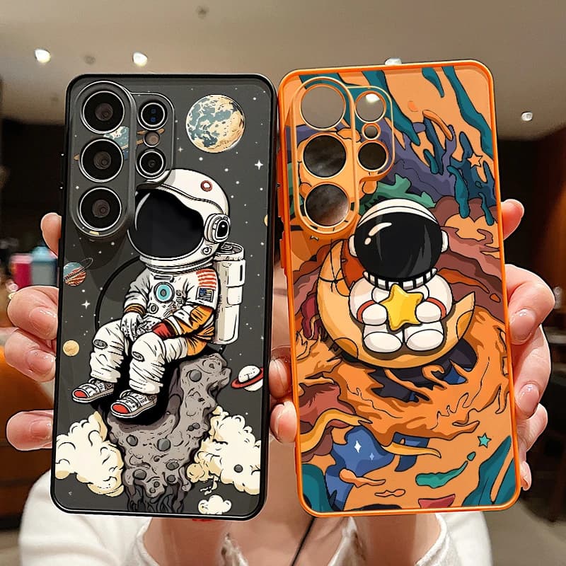 Cover Magnetica con Motivo Astronauta Carino per Samsung Galaxy S26 S25 S24 S23 Ultra S25 FE A57 A56 A37 A17 A55 A26 A36 A35