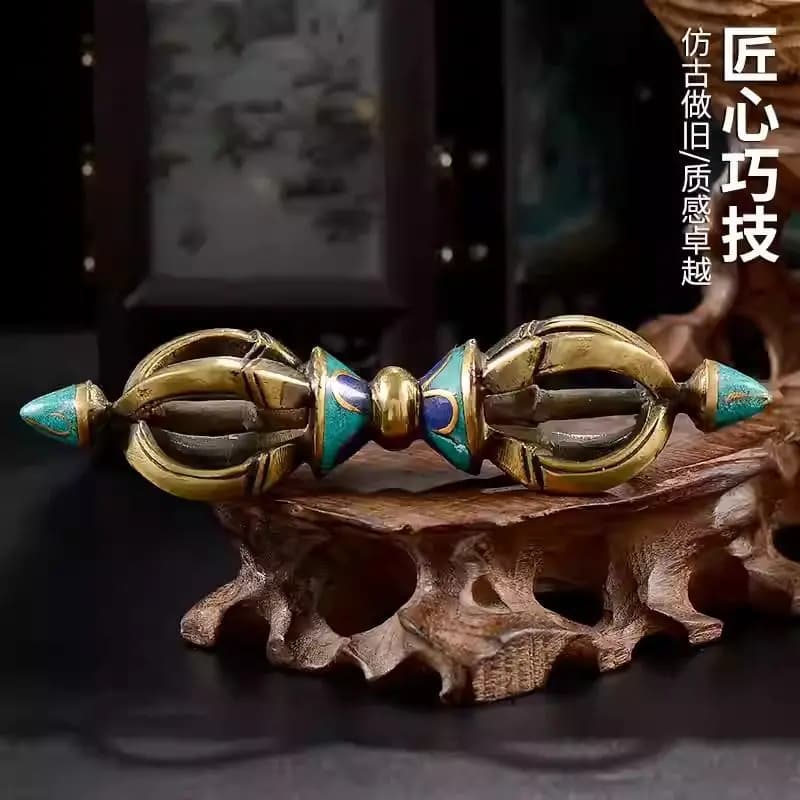 Pure copper five-strand , Vajra bell, a ritual instrument used in Vajrayana Buddhism, a Tibetan Buddhist item, and a decorat