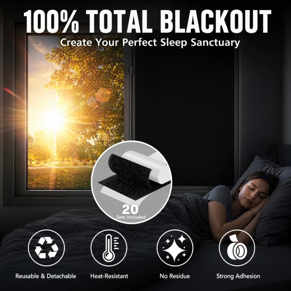 Blackout Blinds Stick On Temporary 1/1.5/2/3/4M No Drilling Black Out Blinds for Windows Portable Blackout Curtains for Bedroom