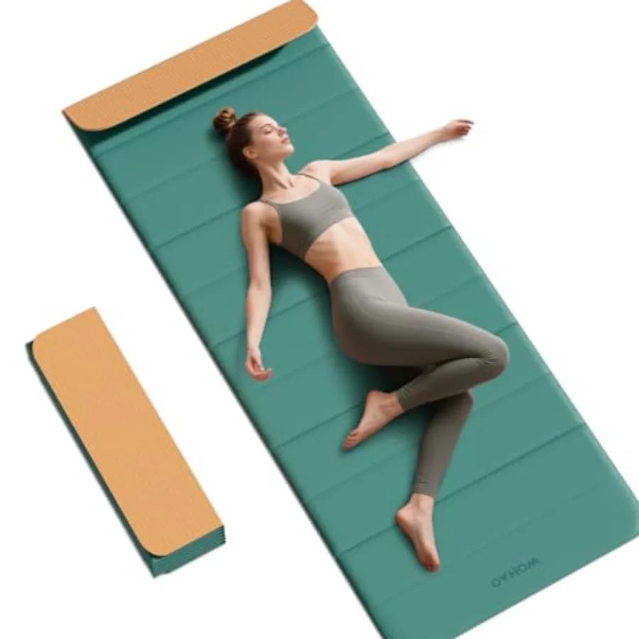 Tappetino Yoga Pieghevole in 12 Parti 75x26x0.4 Pollici Antiscivolo Compatto Adatto per Yoga Pilates Allenamento di Forza Meditazione in Nero