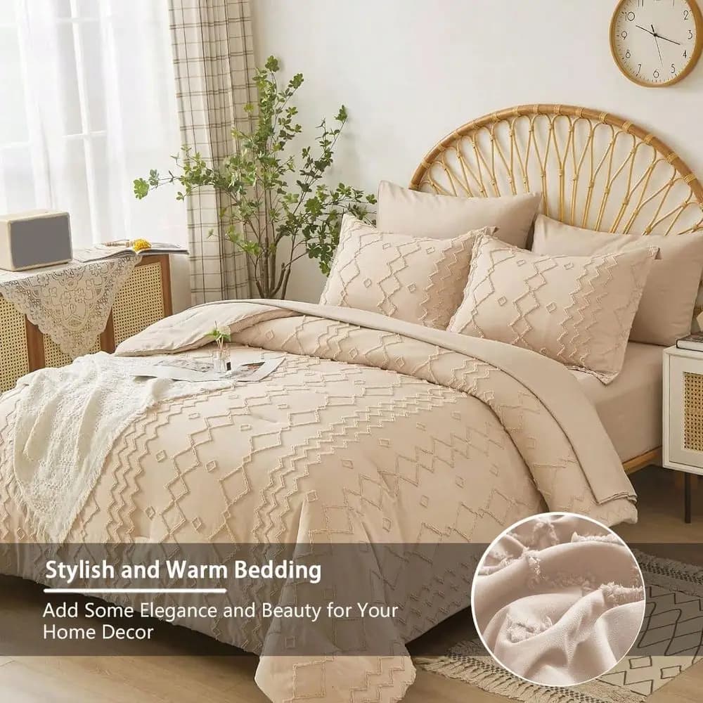 Set Letto Completo in Borsa Queen, Set Biancheria da Letto per Tutte le Stagioni con 1 Piumino, 2 Federe, Lenzuolo Piatto, Lenzuolo con Angoli, 2 Cuscini