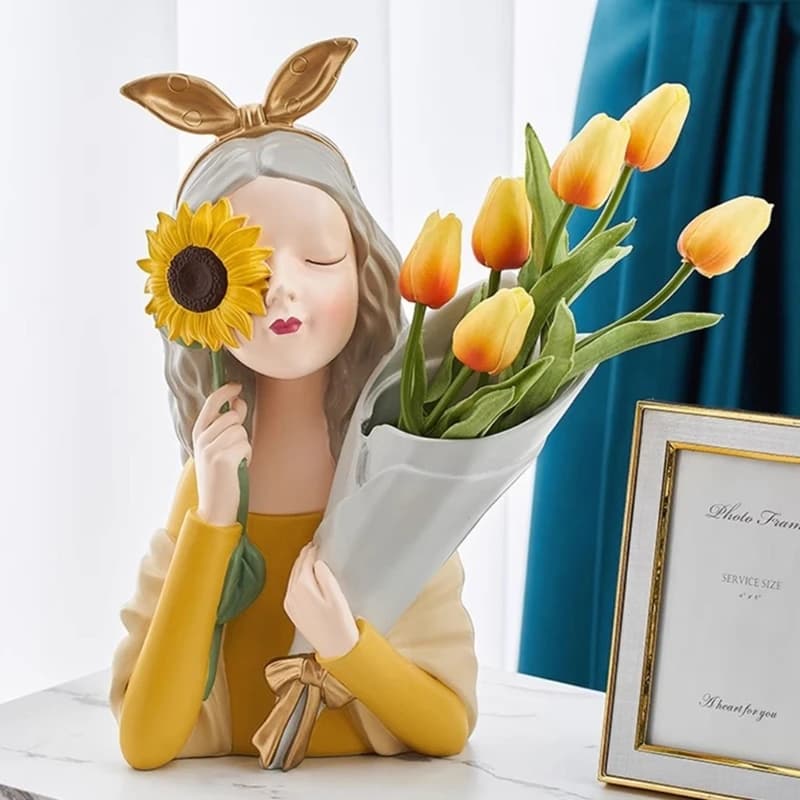 Girl Silicone Flower Pots Mold Succulent Planter Concrete Mold Pen Holder Dropship