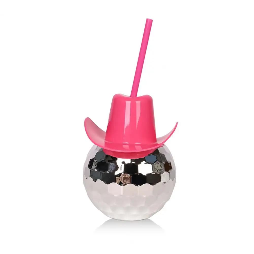 Tazza d'acqua creativa da 600ml Flash Disco cappello da Cowboy bicchieri da vino tazza con coperchio a forma di palla tazza di paglia forniture da Bar