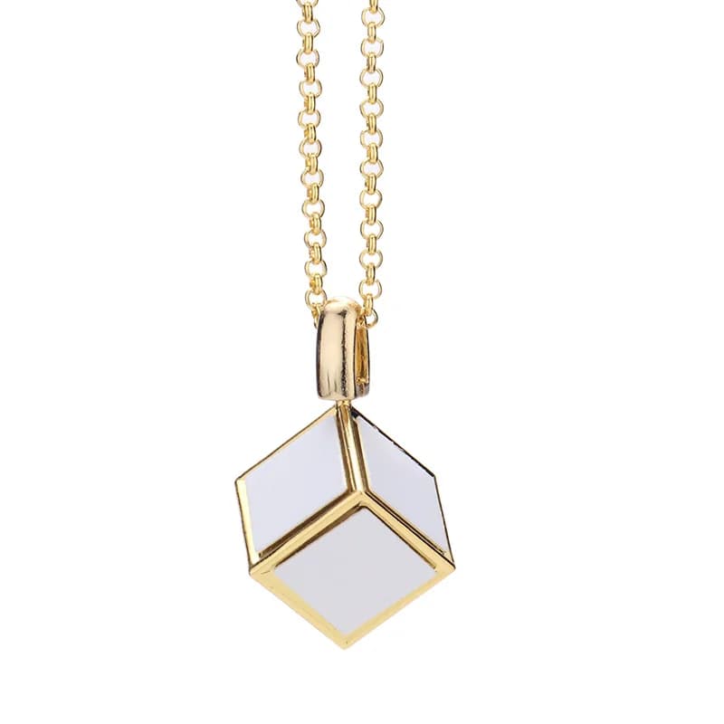 10 pezzi/lotto Collane con ciondoli a cubo, design geometrico, per sublimazione, gioielli personalizzabili per regali di compleanno e San Valentino
