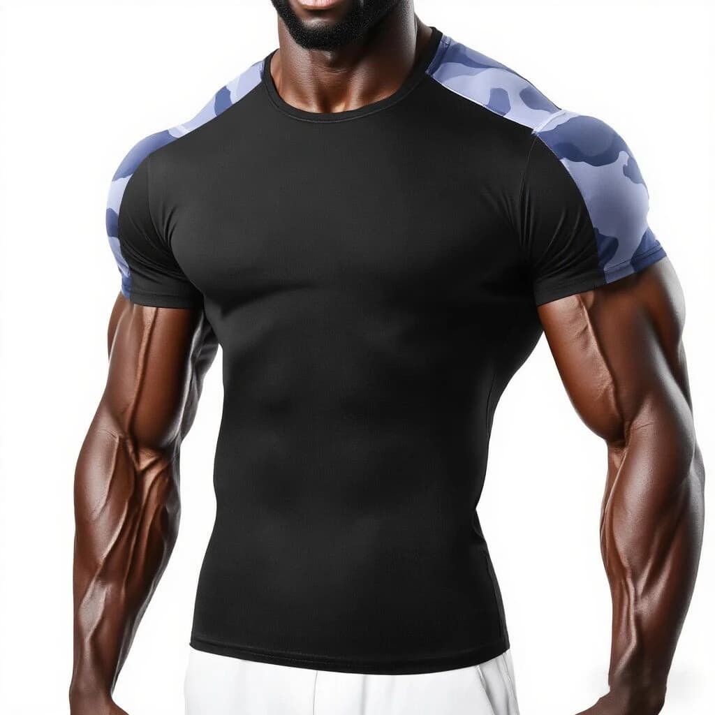 T-shirt da corsa mimetica da uomo T-shirt sportiva a compressione estiva Allenamento Collant skinny Palestra Fitness Abbigliamento maschile Sport Top Tee Uomo