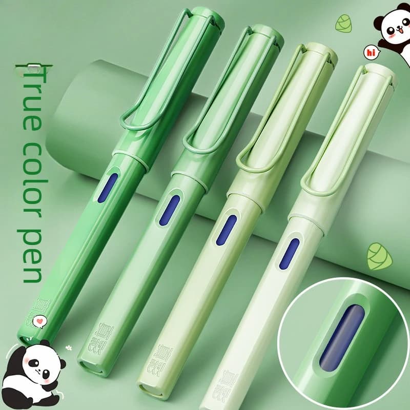 Gradient Fountain Pen Grip Grooves Transparent Ink Window 2 Ink Systems Smooth Nib For Writing Calligraphy School Office Use