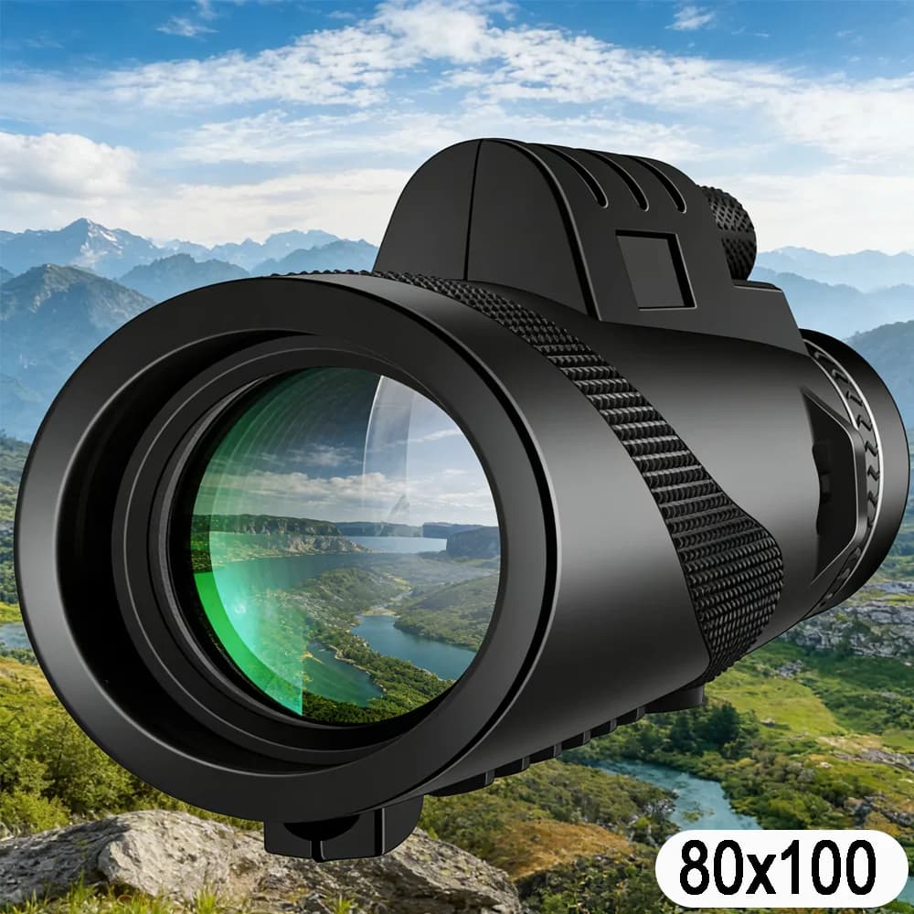 Telescopio monoculare professionale astronomico HD 80X100 Zoom a lungo raggio con clip per telefono treppiede per caccia all'aperto campeggio turismo