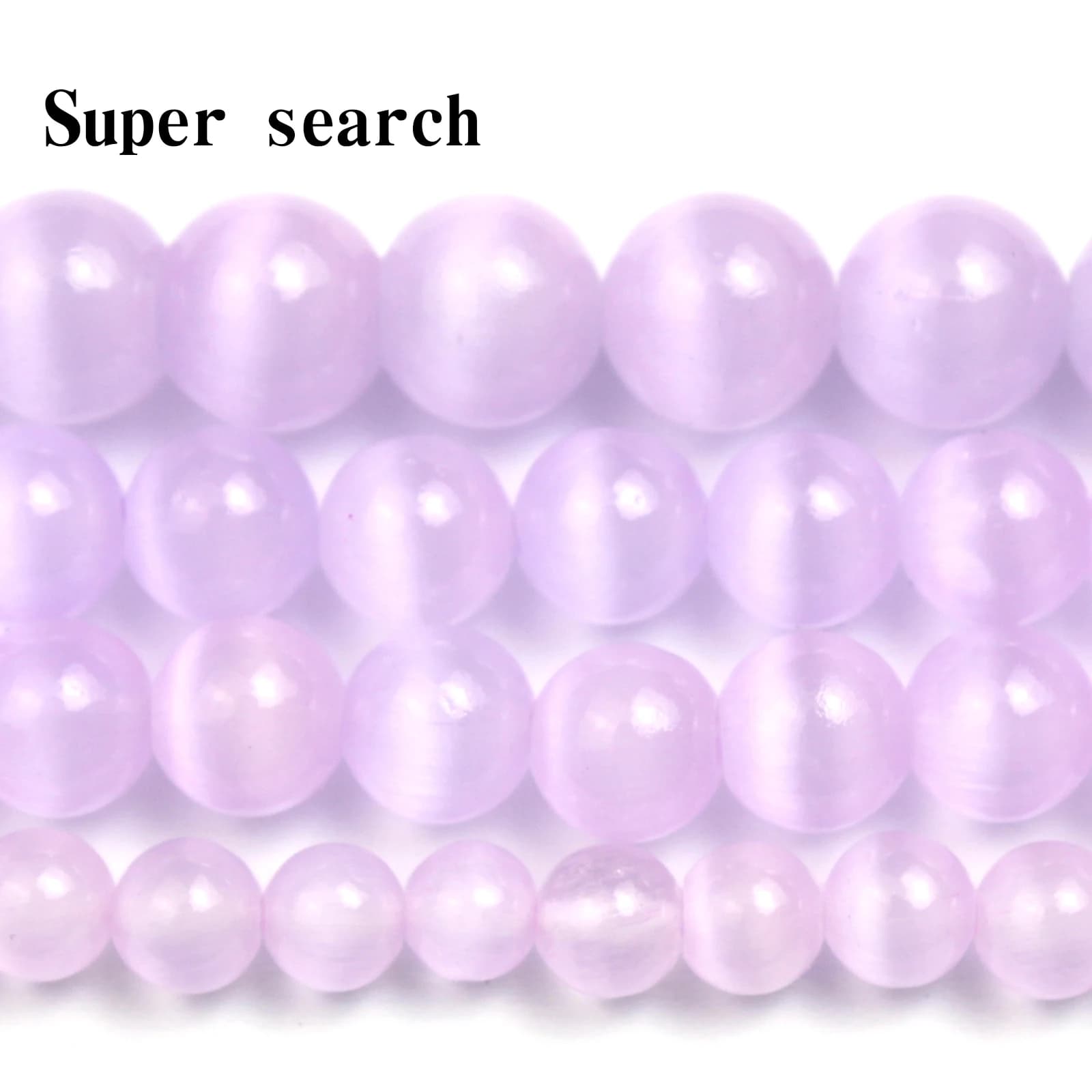 Perle di Gesso Naturale, Selenite, Occhio di Gatto Viola, Perle Rotonde Sciolte per Creazione Gioielli Fai da Te, Bracciali e Collane 15 pollici