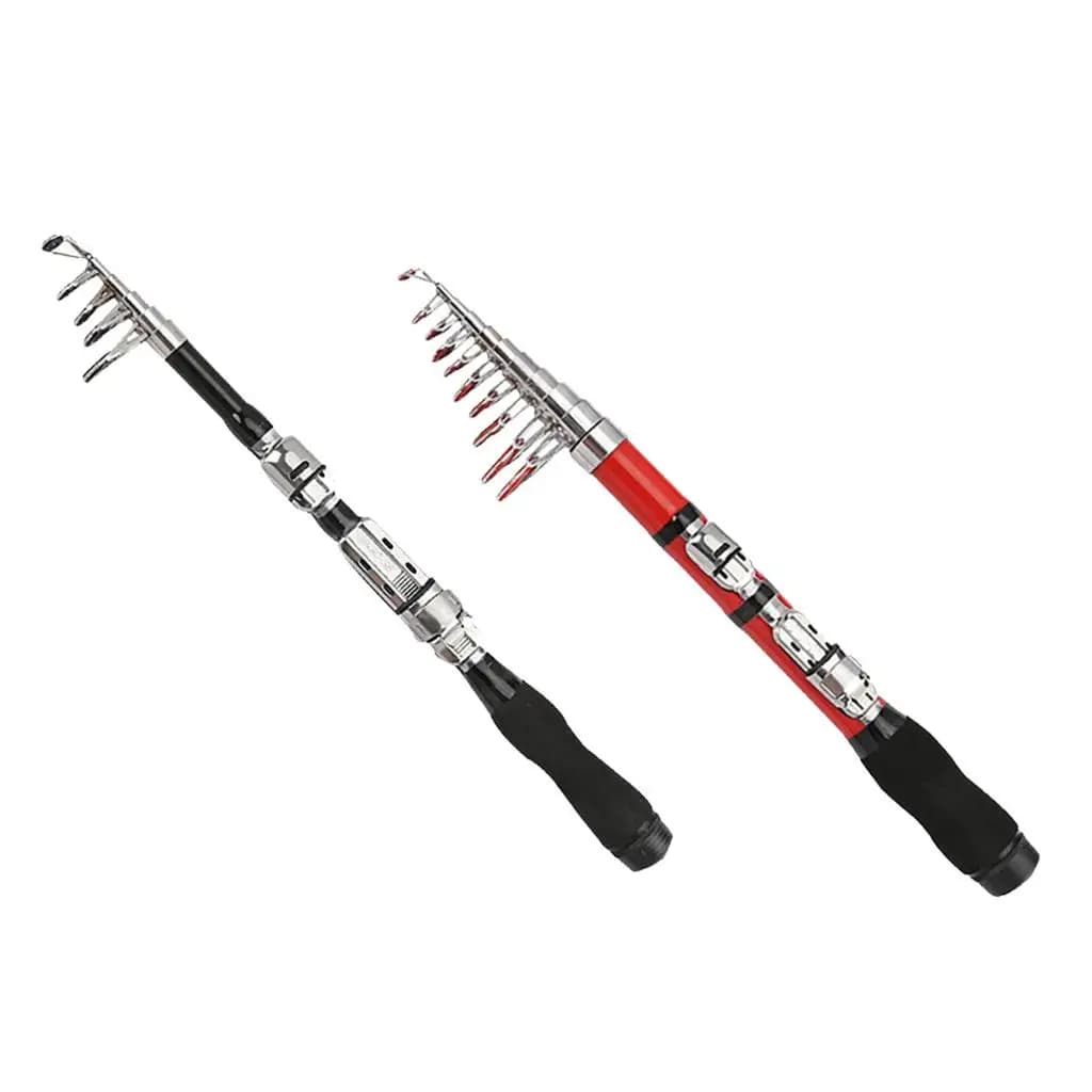 2x Canna da Pesca Telescopica in Carbonio Resistente da 1m per Pesca in Mare e Acqua Salata