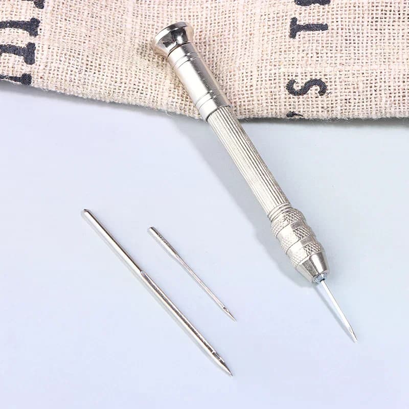 1Set Household Leather Sewing Awl Repair Kit Replaceable Punch Stitching Needles With Awl Handle For Shoes Stitching DIY