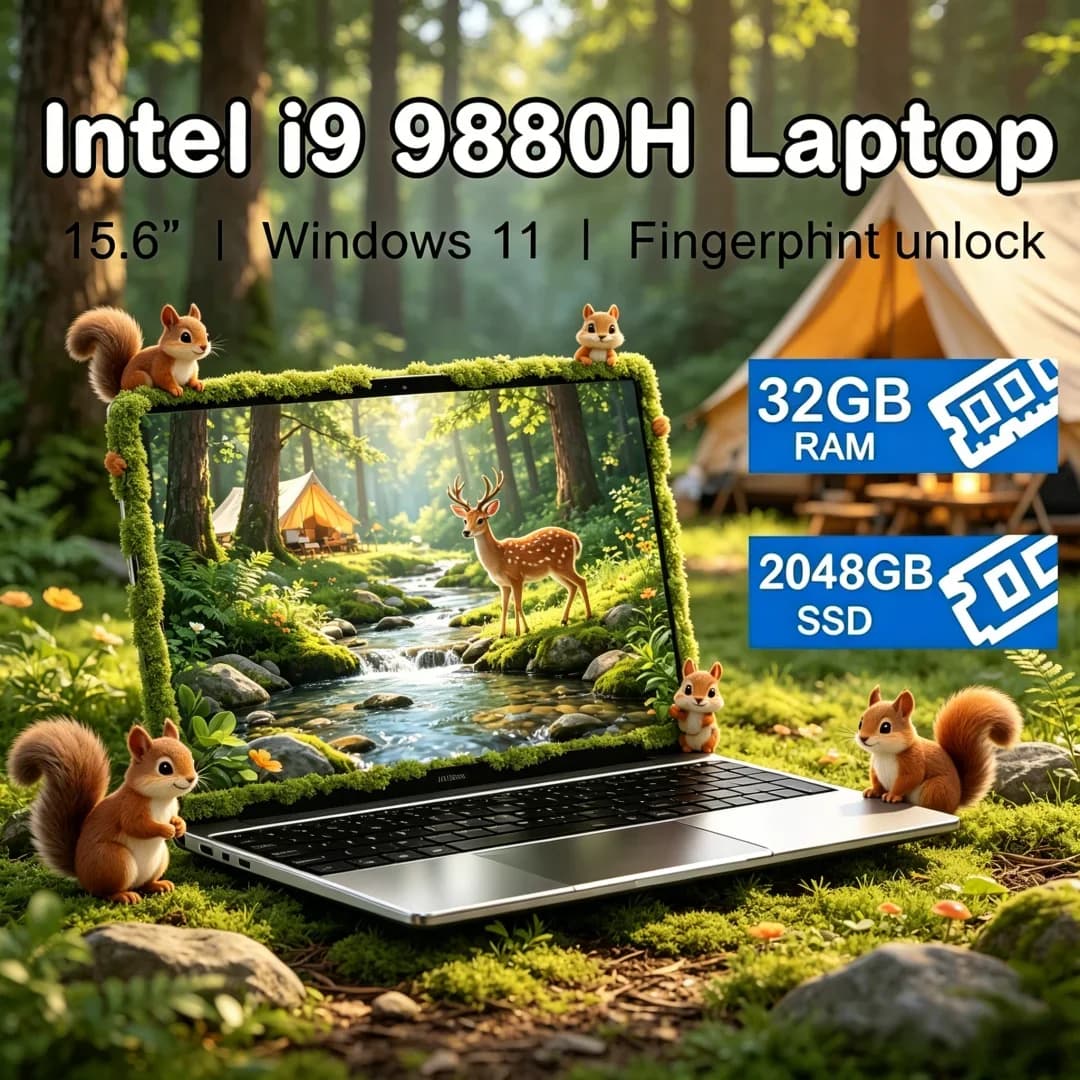 Laptop da Gaming Opulento 2026 da 15.6" con Intel Core i9-9880H, 32GB RAM, SSD da 2TB, Elegante e Raffinato, 1920x1080, Windows 11, Prismatic