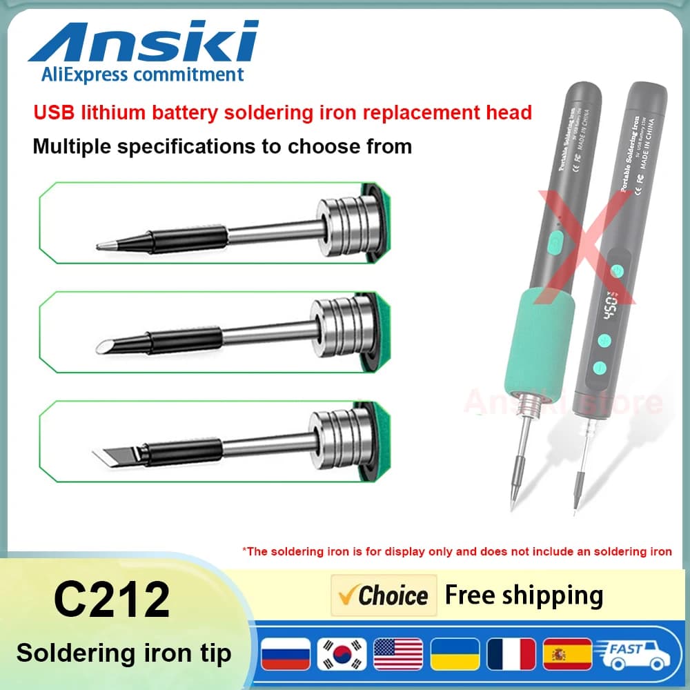 ANSIKI C212 Portable USB lithium battery soldering iron Tip suitable for C212 213 soldering iron replacement head welding tools