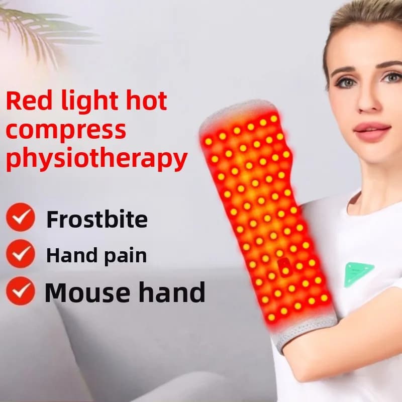 Guanto Riscaldato a Luce Rossa, Fascia Massaggiante per Tenosinovite, Compressione Calda, Fascia Elettrica Riscaldante per Braccio, per Alleviare il Dolore al Polso e alle Articolazioni