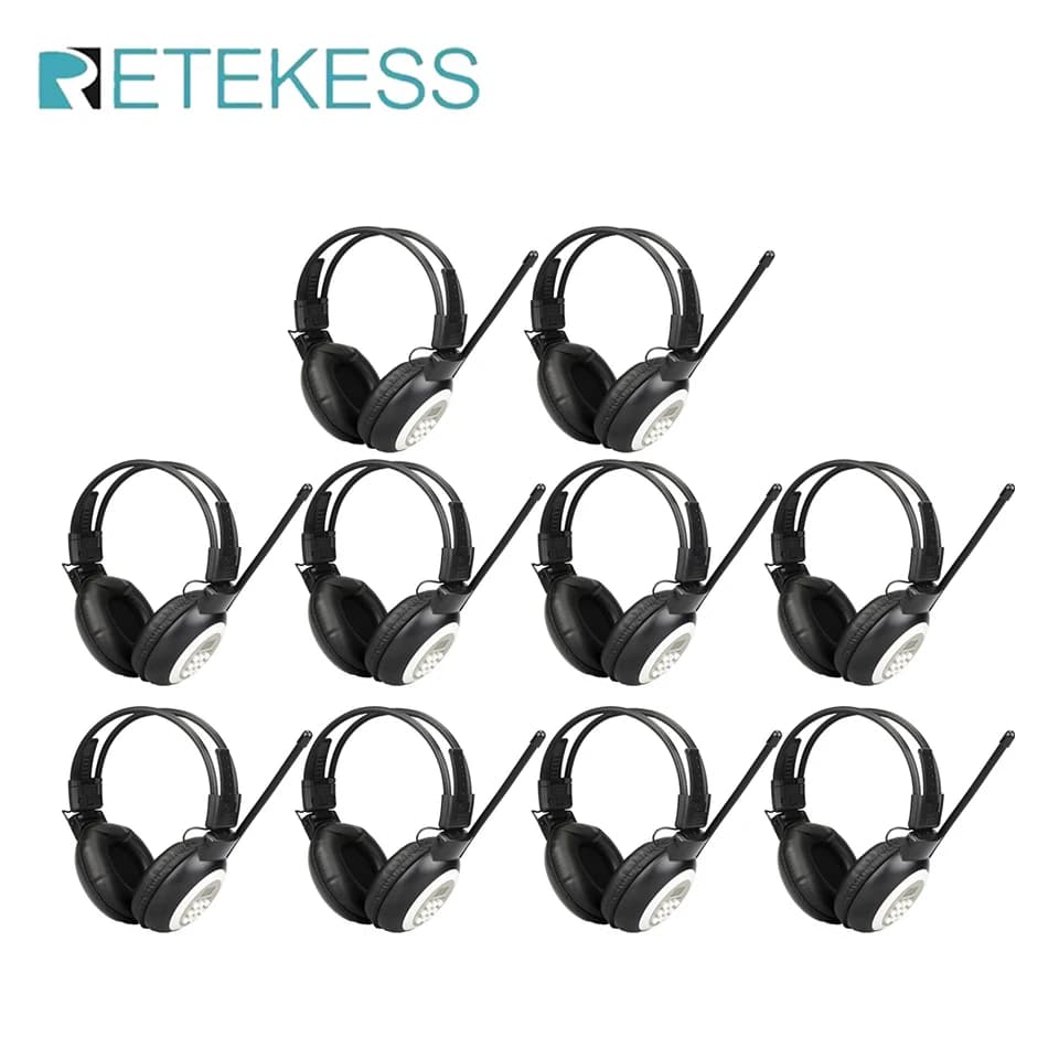 RETEKESS 10 pieces TR101 FM headphone radio receiver wireless headphone radio receiver for conference meetings translation