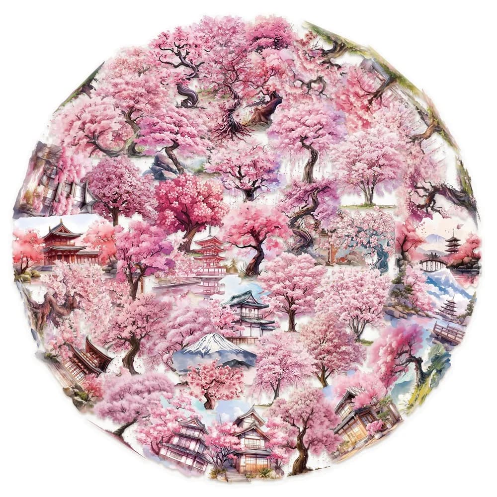 10/50 pezzi rosa Giappone fiori di ciliegio adesivi PET decalcomanie per telefono portatile notebook adesivi estetici trasparenti fai da te regali per bambini