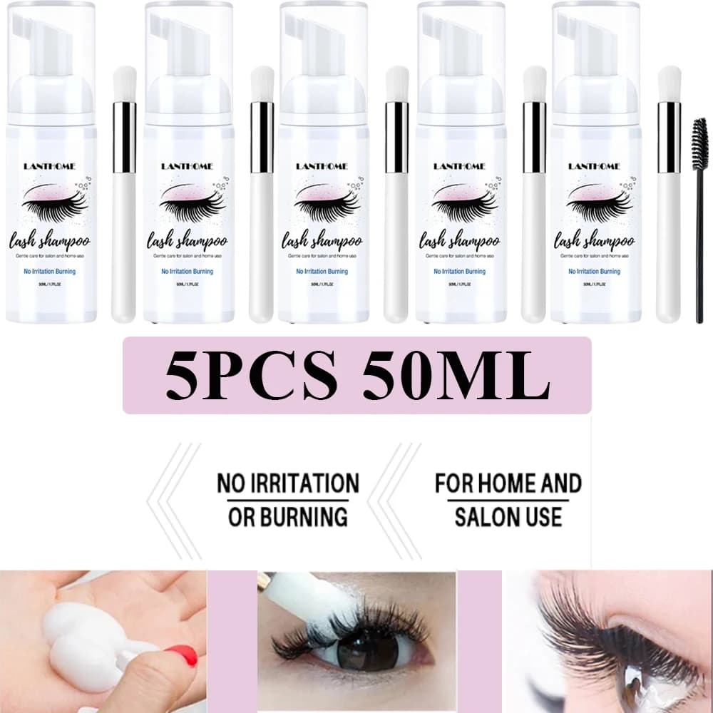 1/3/5 Pieces Lanthome Shampoo Schiumogeno for Extension Eyelashes, Detergent Background for Eyelids, Makeup Removal Tool, Mascara and Colla, Professional and Home Use