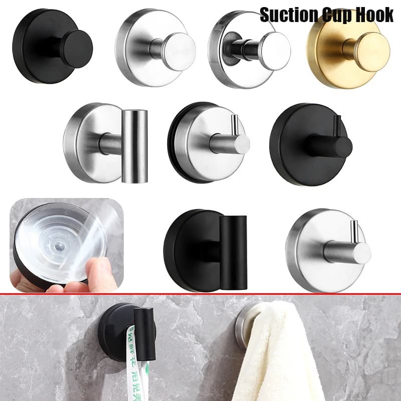 1PC Stainless Steel Suction Cup Hooks Home Storage Holder Hook Multi-functional Organizer Hanging Hook