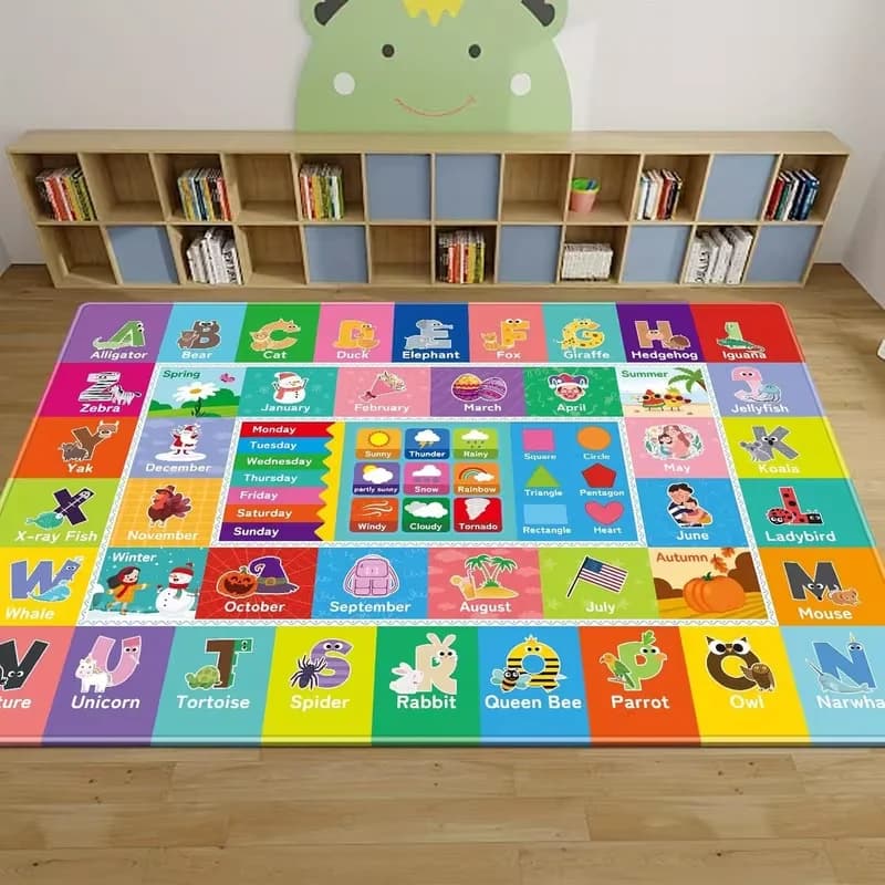 Tappeto Educativo per Bambini con Alfabeto ABC, Tappeto da Gioco per Camera da Letto e Aula, Tappetino per Bambini per l'Ora del Gioco