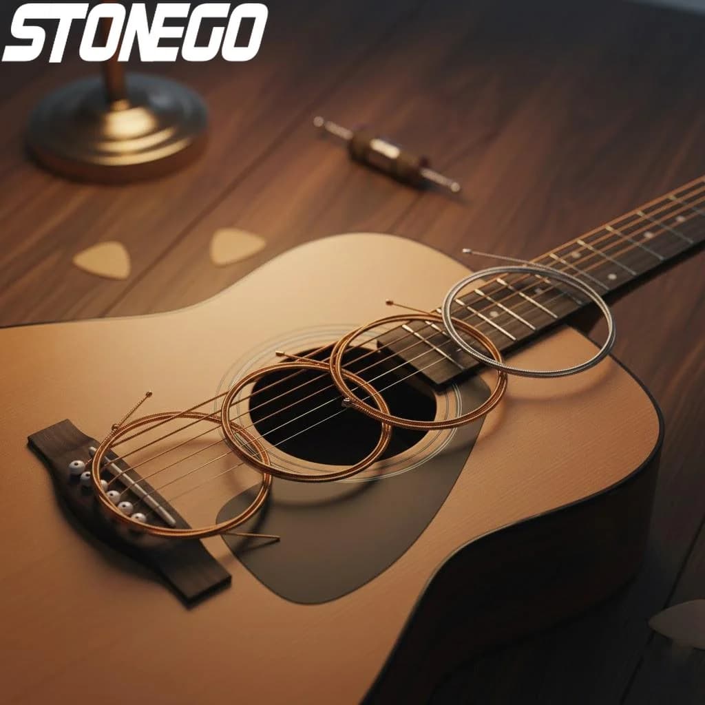 Set di Corde per Chitarra Acustica, 6 Pezzi, Corde in Filo di Acciaio e Rame Puro per Chitarra Acustica, Ukulele, Basso, Musica Classica e Folk
