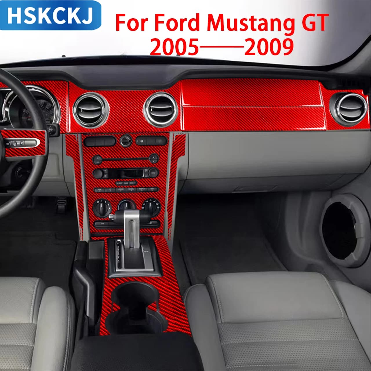 Per Ford Mustang GT 2005 2006 2007 2008 2009 Accessori Auto Interni In Fibra di Carbonio Volante Porta Ingranaggio Vent Trim Adesivo