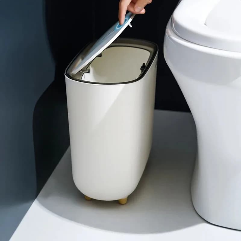 Cestino per rifiuti stretto con coperchio a pressione per bagno, cucina, camera da letto, soggiorno, WC