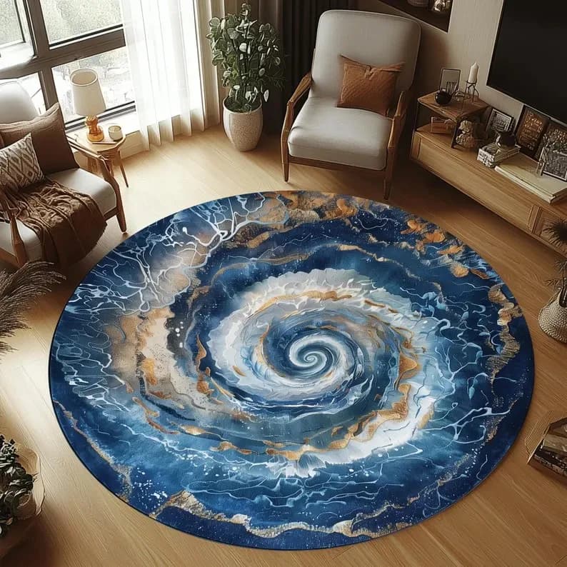 2D Polar Bear Round Rug Ice Cave Animal Area Carpet Non-Slip Floor Mat Wildlife Decor Trending 2026