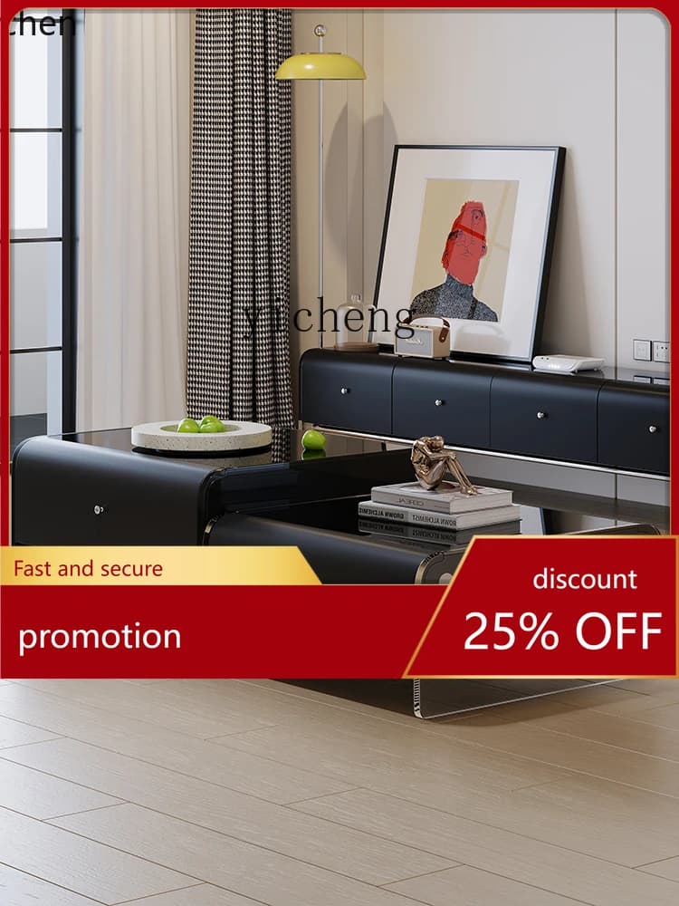 YFY Minimalist Acrylic Tea Table Combination Living Room Home Piano Paint TV Cabinet
