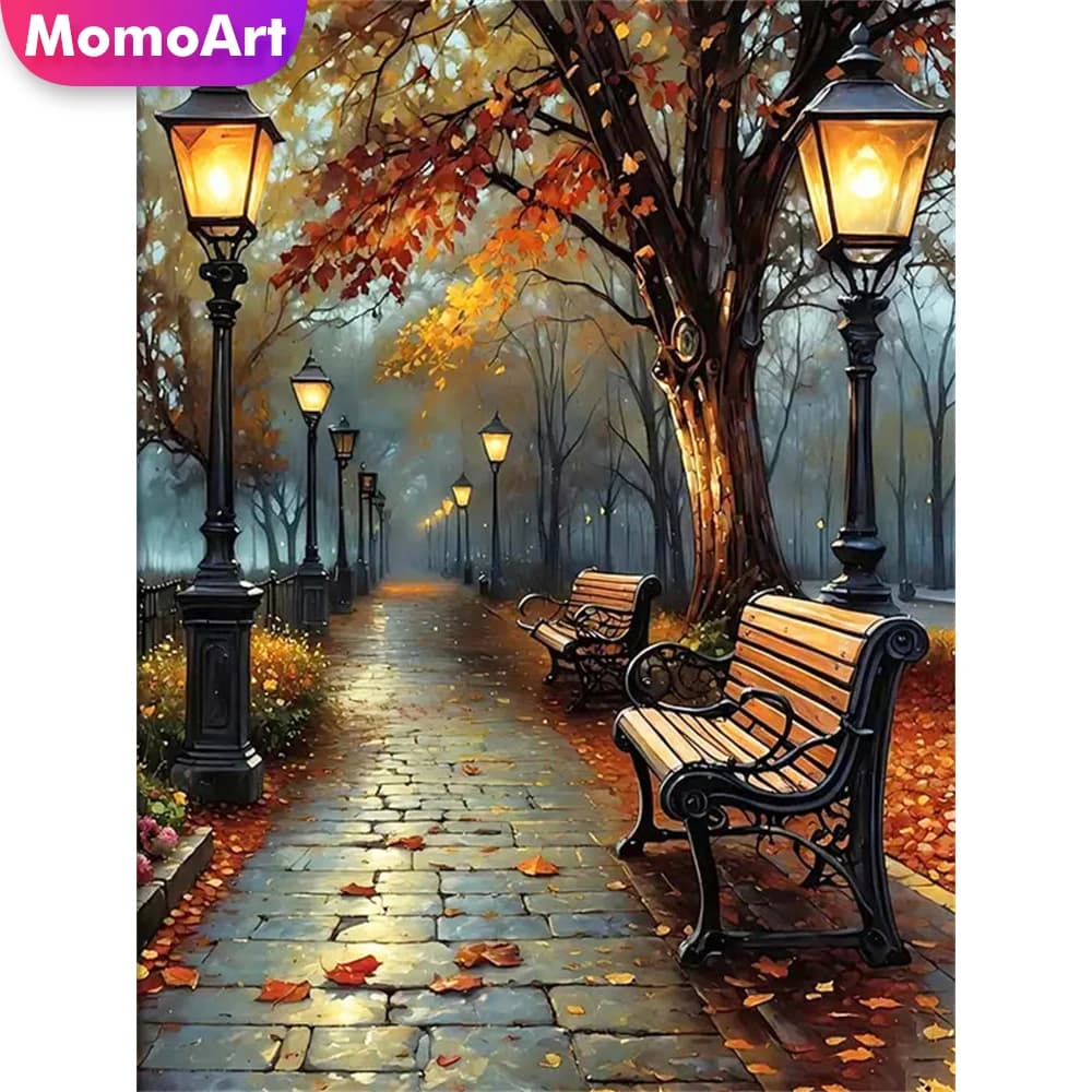 Momoart Diamante Ricamo Paesaggio di Strada Nuovo Arrivo Pittura Immagine Strass Diamante Mosaico Albero Decorazione Fai da Te per la Casa