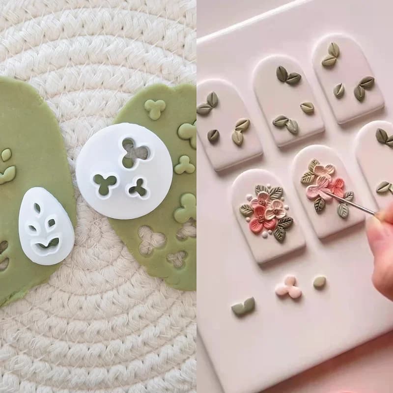 Mini foglie a forma di fiori in ceramica morbida, formine per argilla polimerica, orecchini fatti a mano fai da te, gioielli, ciondolo, strumenti per goffratura, stampi per argilla
