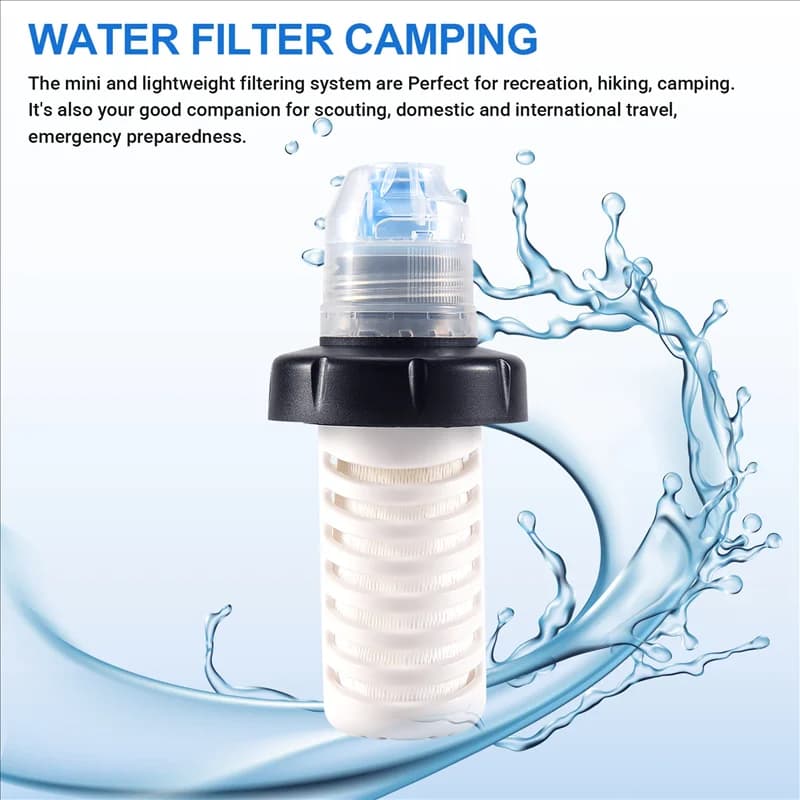 NALFI-500Ml Bottiglia con filtro per l'acqua Filtro per l'acqua Cannuccia Morbida pieghevole Borsa per l'acqua filtrato per esterni per lo sport Campeggio Escursionismo Ciclismo