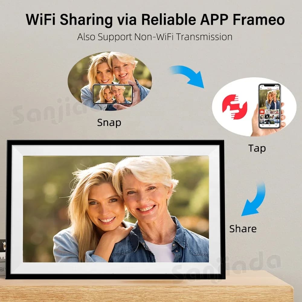 New 32GB Digital Frame 2026, Large Format 15.6 Inch with IPS Screen 1920 * 1080, WiFi Smart Frame to Load Photos Via F