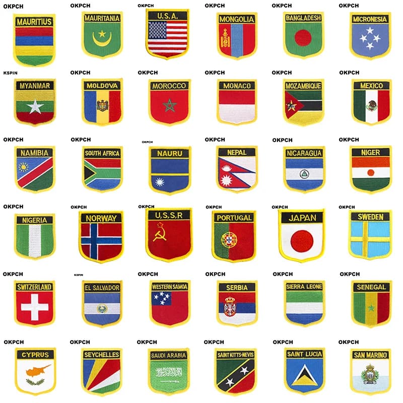 Mexico Flag Shield Shape Iron on Embroidery Patches Saw on Transfer Patches Sewing Applications for Clothes Back Pack Cap