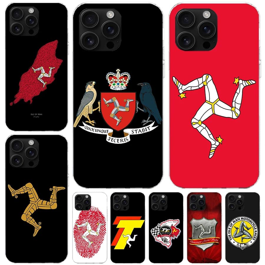 Isle of Man Coat of Arms For iPhone 13 12 Mini 11 Pro Max 7 Plus 8 Phone Case X XR XS 6S 6 5S 5 Print Fundas Cover Soft Coque